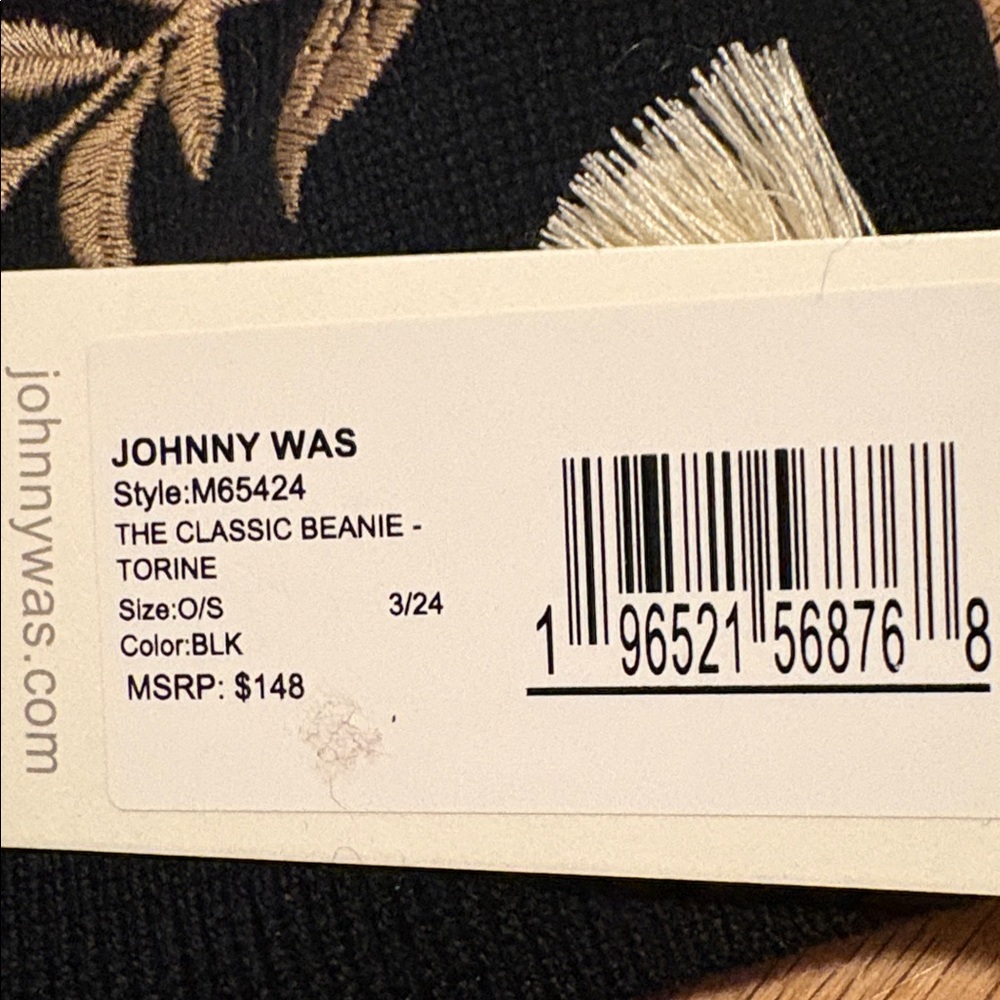 Johnny Was Black Beanie with Gold Embroidered Stars & Florals - Picture 3 of 6
